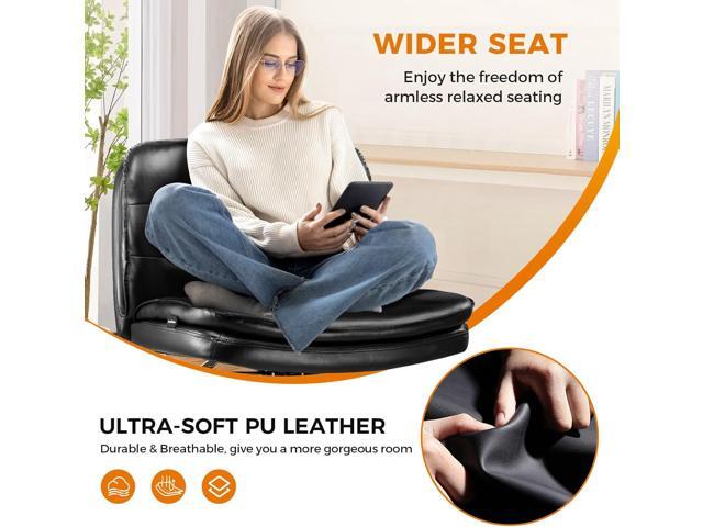 Criss Cross Chair with Wheels Armless Cross Legged Office Chair Wide Home Office Desk Chair Swivel Comfy Vanity Desk Chair Height Adjustable Mid...