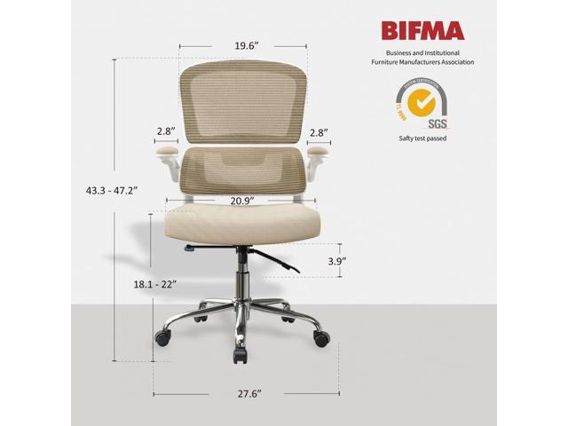Office Chair, Ergonomic Desk Chair - Thick Cushion Adjustable Height Computer Chair with Lumbar Support and Flip-up Armrests, Home Office Desk...