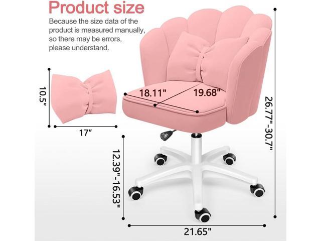 Cute Petal Desk Chair Velvet Home Office Butterfly Chairs with Bow Cushion Makeup Vanity Chair for Bedroom Computer Task Chairs
