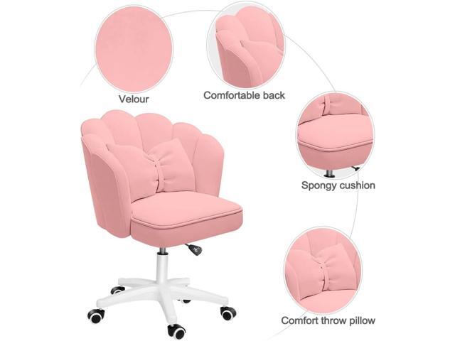 Cute Petal Desk Chair Velvet Vanity Chair with Bow Cushion, Butterfly Home Office Chairs for Bedroom Computer Task Chairs with Back