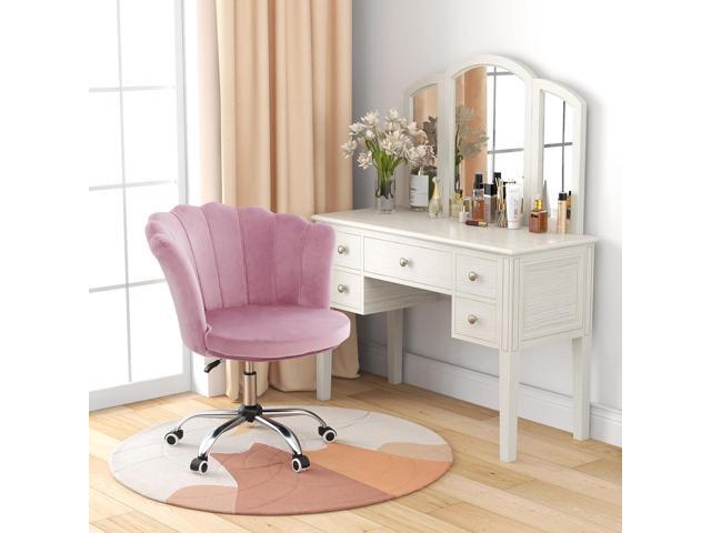 Giantex Velvet Home Office Chair, Modern Cute Shell Back Upholstered Desk Chair with Wheels, Adjustable Swivel Task Chair, Comfy Vanity Chair for...