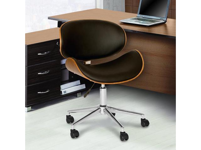 Armen Living Daphne Office Chair in Black Faux Leather and Chrome Finish, 33' x 21' x 20'