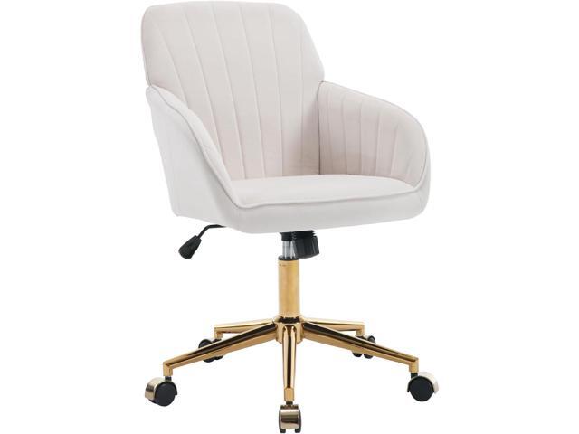 Velvet Home Office Chair with Gold Base Upholstered Tufted Modern Height Adjustable 360 Degree Swivel Desk Chair with Wheels, Vanity Chairs for...