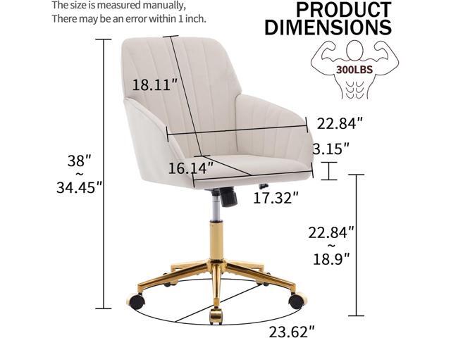 Velvet Home Office Chair with Gold Base Upholstered Tufted Modern Height Adjustable 360 Degree Swivel Desk Chair with Wheels, Vanity Chairs for...
