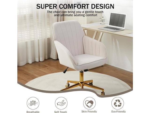 Velvet Home Office Chair with Gold Base Upholstered Tufted Modern Height Adjustable 360 Degree Swivel Desk Chair with Wheels, Vanity Chairs for...