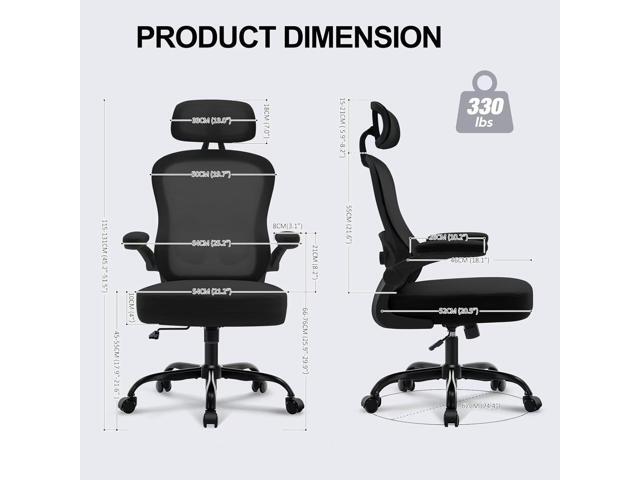 Ergonomic Office Chair,Ultra Thick Office Desk Chair with Adjustable Lumbar Support and Headrest,Spring Cushion,Rocking Function,Flip-up arms,Mesh...
