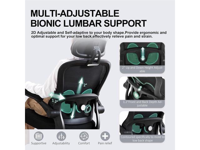 Ergonomic Office Chair,Ultra Thick Office Desk Chair with Adjustable Lumbar Support and Headrest,Spring Cushion,Rocking Function,Flip-up arms,Mesh...