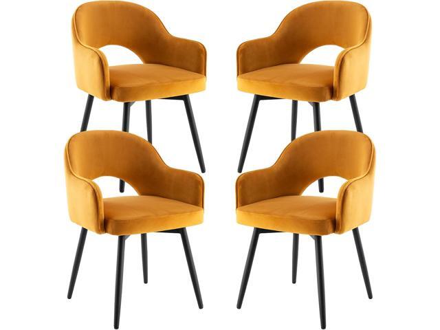 DUOMAY Swivel Dining Chair Set of 4, Velvet Upholstered Side Chair Modern Accent Guest Chair Home Office Desk Chair with No Wheels for Dining Room...