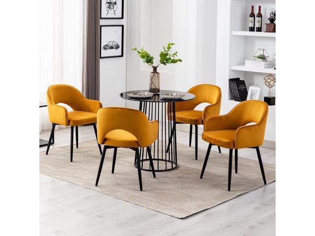 DUOMAY Swivel Dining Chair Set of 4, Velvet Upholstered Side Chair Modern Accent Guest Chair Home Office Desk Chair with No Wheels for Dining Room...
