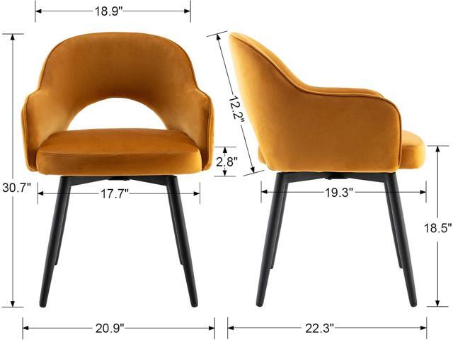 DUOMAY Swivel Dining Chair Set of 4, Velvet Upholstered Side Chair Modern Accent Guest Chair Home Office Desk Chair with No Wheels for Dining Room...