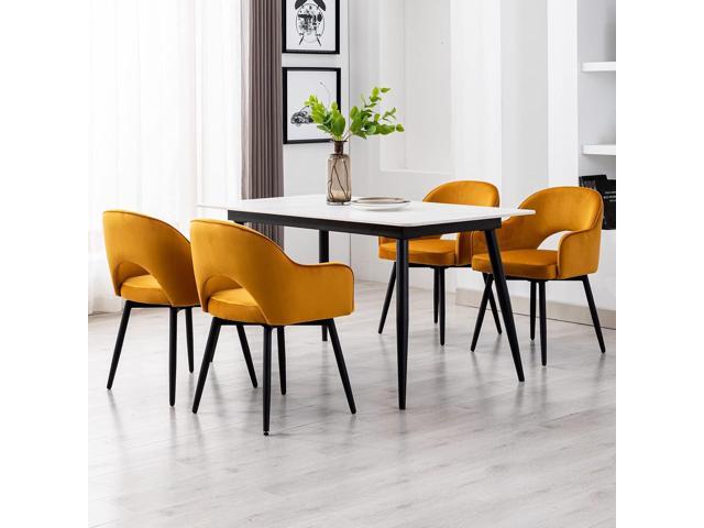 DUOMAY Swivel Dining Chair Set of 4, Velvet Upholstered Side Chair Modern Accent Guest Chair Home Office Desk Chair with No Wheels for Dining Room...