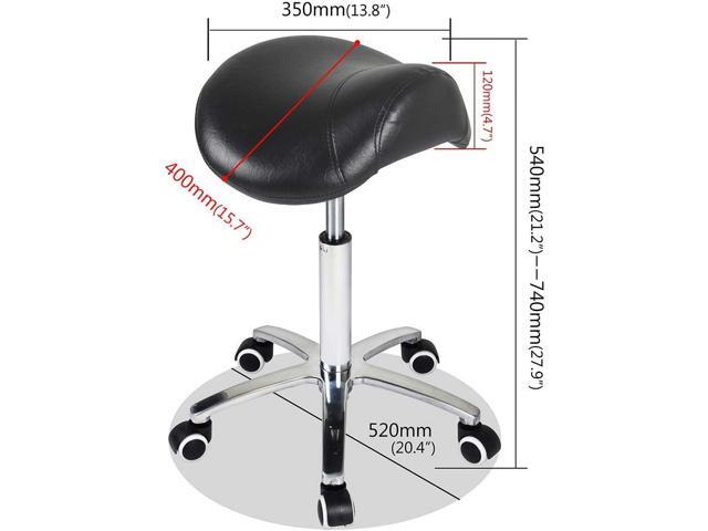Antlu Saddle Stool Rolling Chair for Medical Massage Salon Kitchen Spa Drafting,Adjustable Hydraulic Stool with Wheels (Without Backrest, Black)