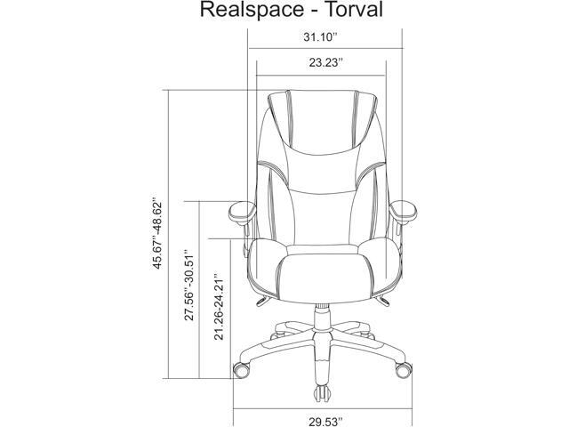 Realspace Torval Big & Tall Bonded Leather High-Back Computer Office Chair, Black/Silver, BIFMA Compliant