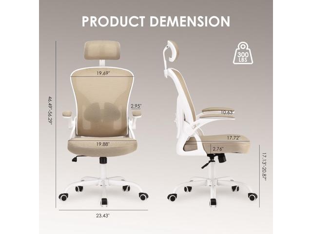 Farini Ergonomic Office Chair, Home Office Desk Chair with Headrest, High Back Computer Chair with Armrests and Adjustable Lumbar Support for Home...