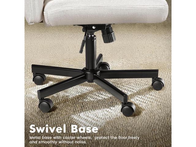 LEMBERI Criss Corss Chair with Wheels, Armless Wide Cross Legged Office Desk Chairs, Fabric Rocking Swivel Computer Task Vanity Makeup Chair for...