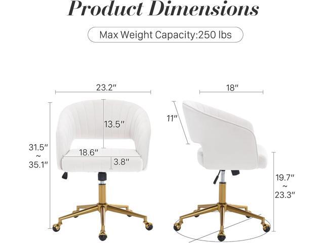 Home Office Swivel Desk Chair, Modern Velvet Desk Chair, Height Adjustable Armchair with Gold Base, Ergonomic Office Chair for Living Room Vanity...