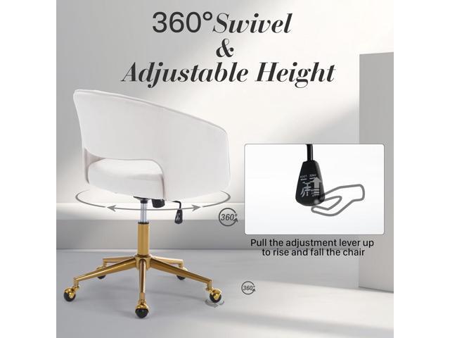 Home Office Swivel Desk Chair, Modern Velvet Desk Chair, Height Adjustable Armchair with Gold Base, Ergonomic Office Chair for Living Room Vanity...