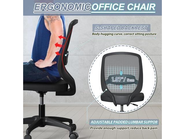Armless Mesh Ergonomic Desk Office Chair Without Arms for Computer Home Height Adjustable Lumbar Support for Small Spaces