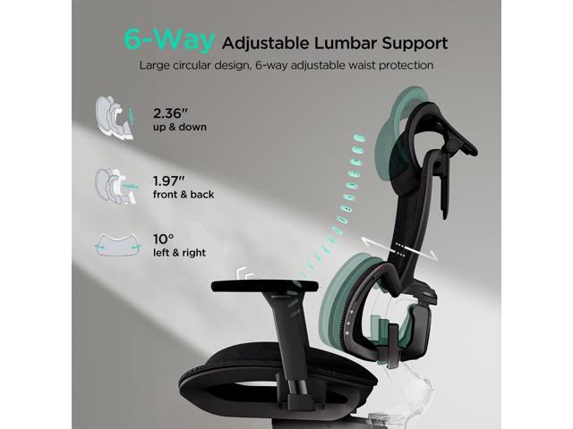 Hbada E2 Ergonomic Office Chair, Big and Tall Mesh Office Chair with 6-Way Dynamic Lumbar Support, 3D Adjustable Armrests, 3D Adjustable Headrest,...