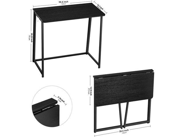 WOHOMO Folding Desk, 39.4' Narrow Writing Foldable Desk, Space-Saving Laptop Table, Easy Assemble Workstation for Home Office, Black