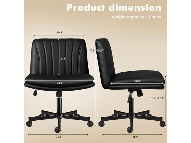 LEMBERI Armless Office Desk Chair with Wheels,Faux Leather Cross Legged Wide Chairs, Mid Back Swivel Computer Task Chairs for Home Office,Make...