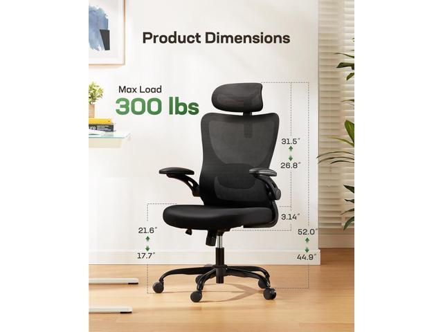 Marsail Ergonomic Office Chair: Office Computer Desk Chair with High Back Mesh and Adjustable Lumbar Support Rolling Work Swivel Task Chairs with...
