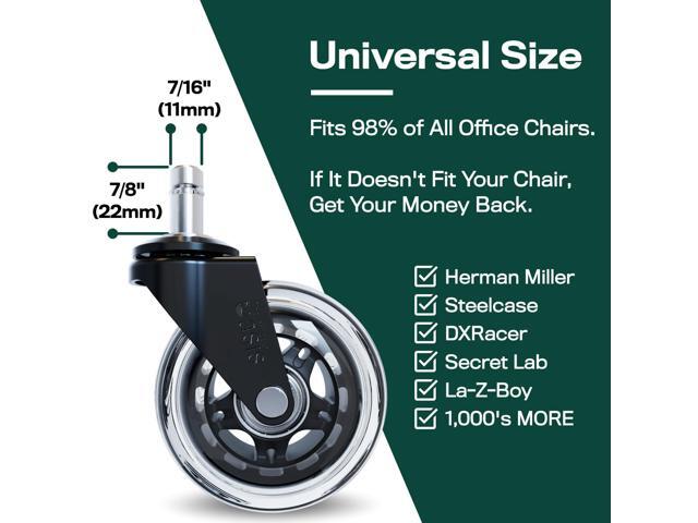 The Office Oasis Original Rollerblade Office Chair Wheels (As Seen On PBS) - Incredibly Smooth & Quiet Casters - Safe for Hardwood Floors & Carpet...