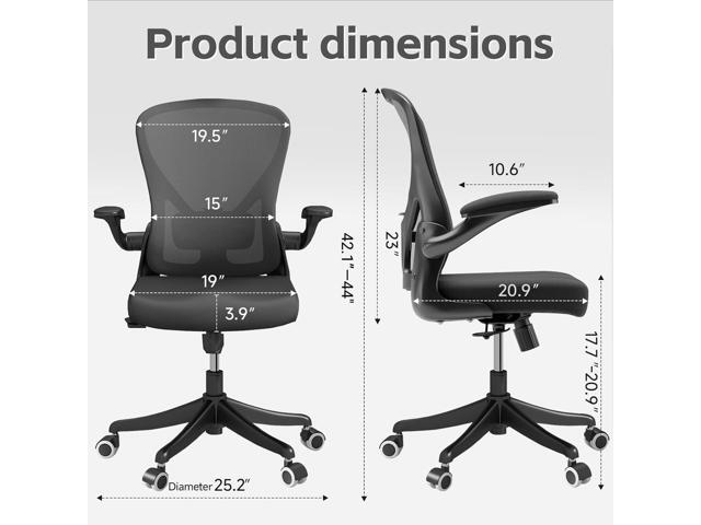 Ergonomic Office Chair with Adjustable Flip-Up Armrests & Lumbar Support - Thickened Cushion Desk Chair with Wheels, Home Office Computer Chair...