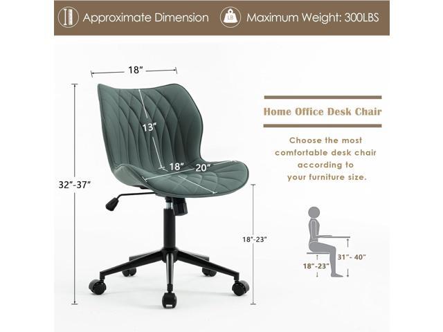 YOUNUOKE Armless Desk Chair Comfy Office Chair with Wheels Home Ergonomic Task Chair Adjustable Computer Chairs Modern Faux Leather Swivel Chair...