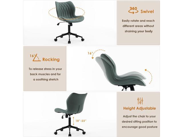 YOUNUOKE Armless Desk Chair Comfy Office Chair with Wheels Home Ergonomic Task Chair Adjustable Computer Chairs Modern Faux Leather Swivel Chair...