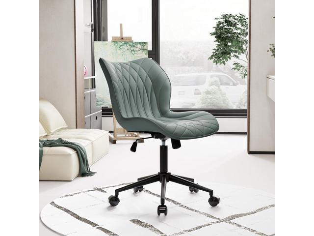 YOUNUOKE Armless Desk Chair Comfy Office Chair with Wheels Home Ergonomic Task Chair Adjustable Computer Chairs Modern Faux Leather Swivel Chair...