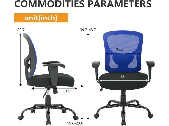 PayLessHere Ergonomic Office Chair, Blue, Mesh Back, Arm Rest, Rolling, Recliner, Modern Style, 400lbs Capacity, Office Use