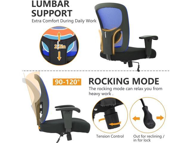 PayLessHere Ergonomic Office Chair, Blue, Mesh Back, Arm Rest, Rolling, Recliner, Modern Style, 400lbs Capacity, Office Use