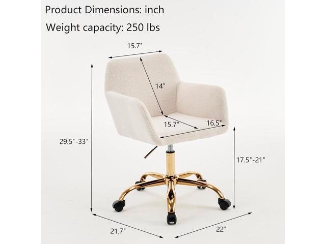 Goujxcy Furry Office Chair - Faux Fur Home Office Swivel Desk Chair, Height Adjustable Rolling Chair for Bedroom, Living Room, Makeup Vanity