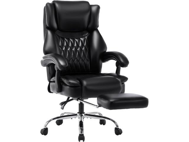 High Back Massage Reclining Office Chair with Footrest - Executive Computer Home Desk Massaging Lumbar Cushion, Adjustable Angle, Breathable Thick...