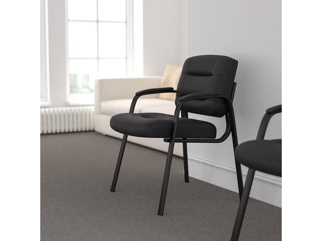 Flash Furniture Darwin Flash Fundamentals LeatherSoft Executive Reception Chair, Modern Tufted Lounge Chair for Living Room or Office, Black
