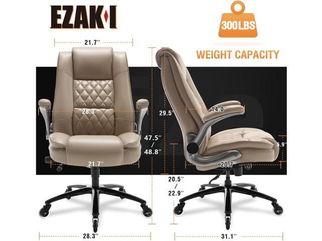 EZAKI High Back Office Chair-Flip-up Arms Executive Computer Desk Chair, Built-in Lumbar Support Thick Padded Adjustable Rock Tension Ergonomic...