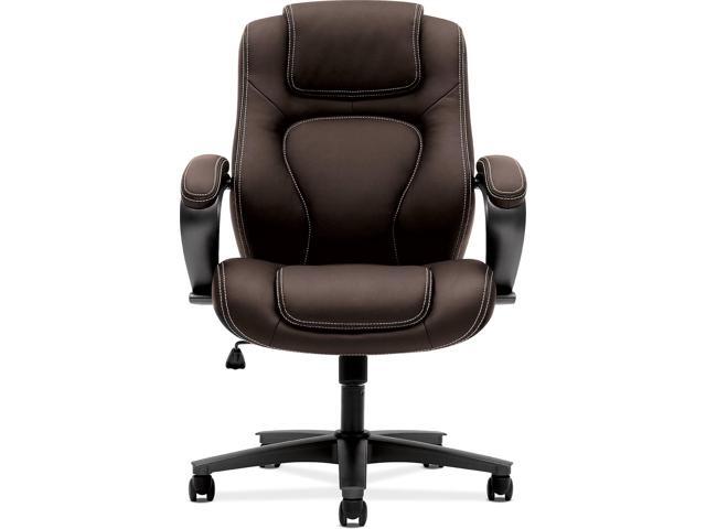 basyx by HON Managerial Chair - High-Back Office Chair with Arms for Computer Desk, Brown (HVL402)