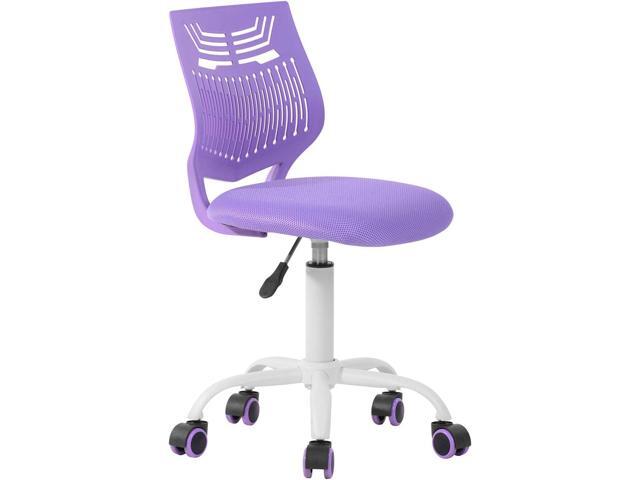 Kids Desk Chair, Armless Home Office Task Chair with Mesh Padded Cushion, Swivel Study Computer Chair with Rolling Wheels for Children Student, Purple