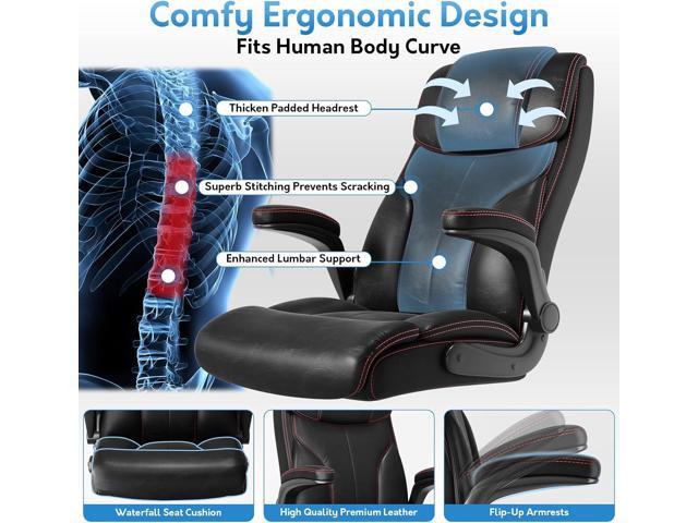 Office Chair Big and Tall, High Back Executive Desk Chair with Adjustable Flip-up Armrests, Breathable Leather Home Office Computer Desk Chair with...