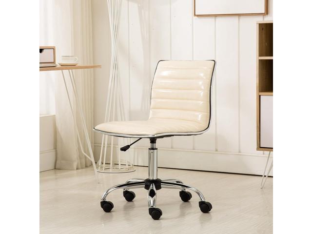 Roundhill Furniture Fremo Chromel Adjustable Air Lift Office Chair in Beige