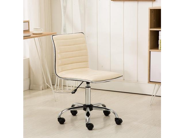 Roundhill Furniture Fremo Chromel Adjustable Air Lift Office Chair in Beige