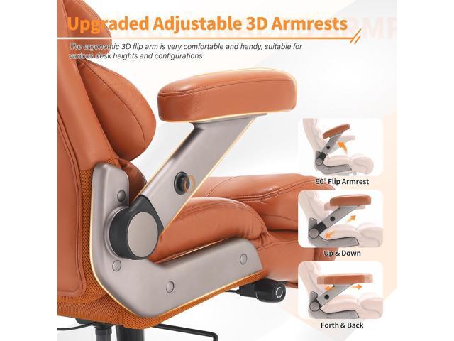VUZI 700lbs Big and Tall Office Chair-Large Computer Chair with Adjustable Lumbar Support 3D Flip Arms Plus Size Wheels, High Back Executive Desk...