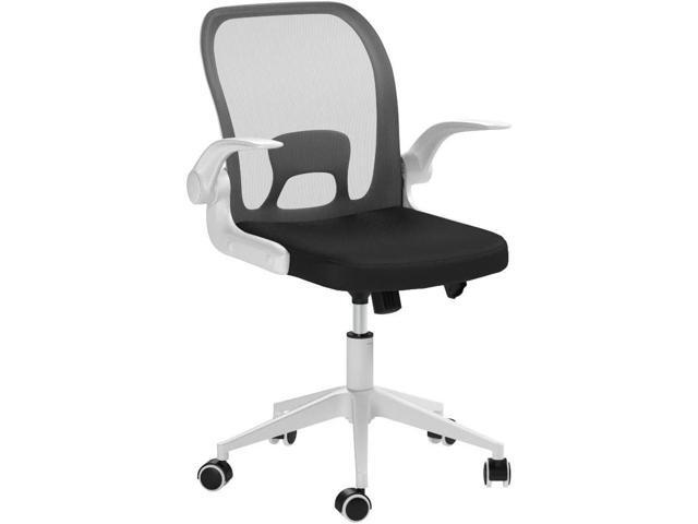 IPKIG Foldable Office Chair - Home Office Desk Chairs with Wheels and Flip-Up Arms - Foldable Backrest Mesh Computer Chair Adjustable Swivel...
