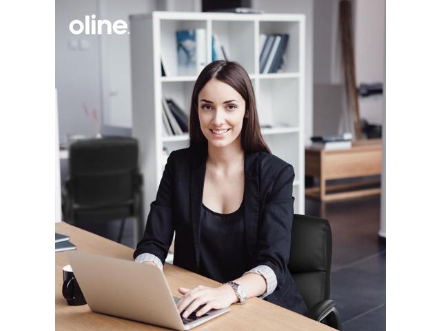Oline Leather Guest Chair with Padded Arms, Reception Meeting Conference Waiting Room Lobby Home Desk Big and Tall Executive Office Chair, Black (1...