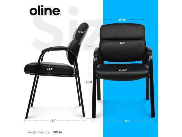 Oline Leather Guest Chair with Padded Arms, Reception Meeting Conference Waiting Room Lobby Home Desk Big and Tall Executive Office Chair, Black (1...