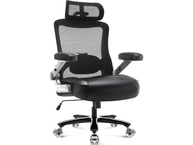 500lbs Big and Tall Office Chair- Heavy Duty Executive Computer Chair with 3D Flip Arms Large Wheels, Ergonomic Mesh High Back Desk Chair, Extra...