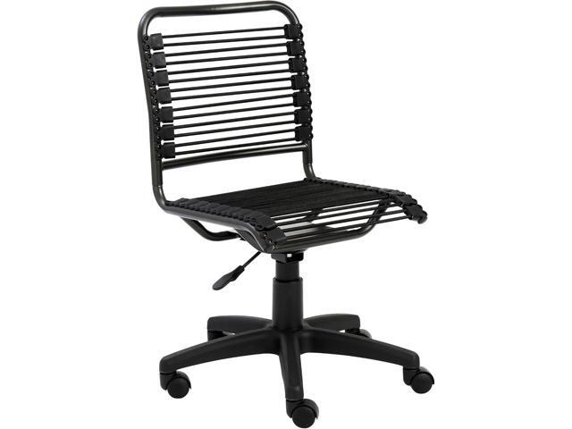 EURO STYLE Bungie Round Low Back Office Chair in Black with Graphite Black Frame and Base, Non-Tilt, 360° Swivel, Adjustable Height, Suitable for...