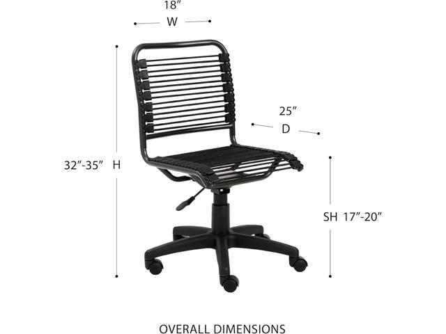 EURO STYLE Bungie Round Low Back Office Chair in Black with Graphite Black Frame and Base, Non-Tilt, 360° Swivel, Adjustable Height, Suitable for...