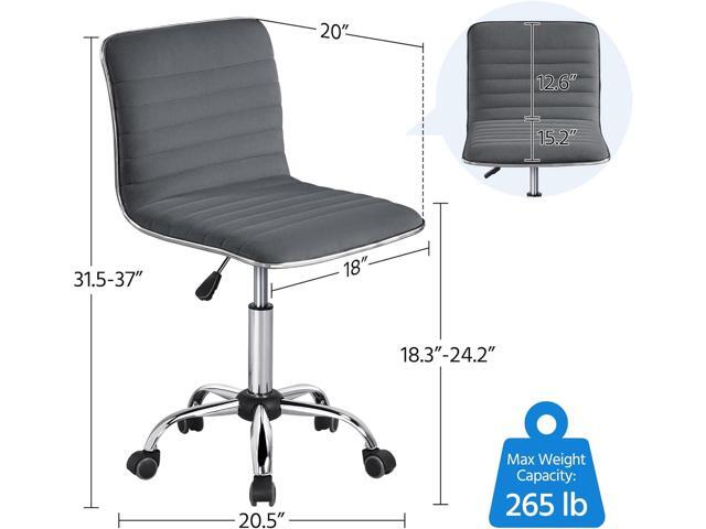 Yaheetech Velvet Armless Office Chair, Ergonomic Low Back Desk Chair with Adjustable Height/Wheels, Dark Gray